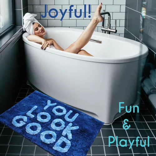 Vista 6 de Alfombra de baño con texto en inglés "You Look Good" para niñas, bonita, hermosa, divertida, divertida, decoración de baño, antideslizante, lavable