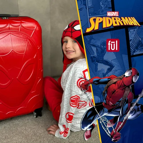 Vista 7 de FUL Marvel Spider-Man - Maleta rígida moldeada con ruedas, Rojo -, Marvel Spider-Man - Maleta rígida moldeada con ruedas