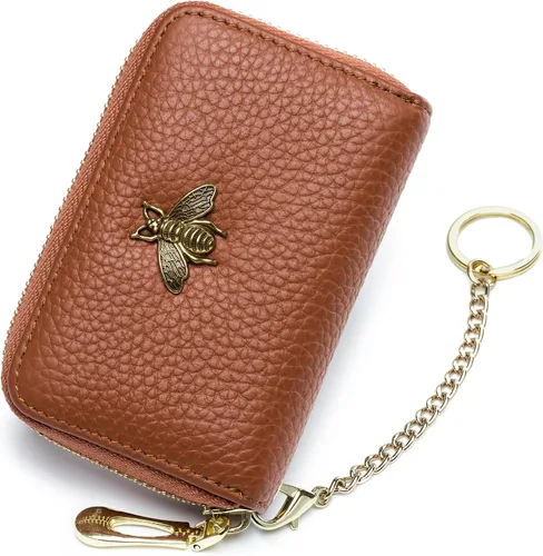 Vista 49 de imeetu Soporte para tarjetas de crédito RFID, cartera pequeña de cuero con cremallera para mujer