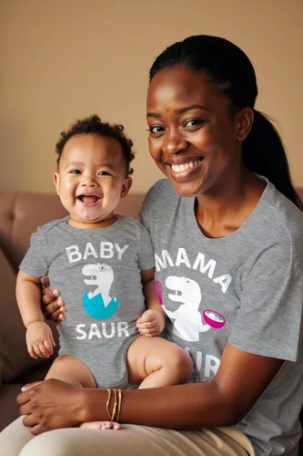 Vista 3 de Tstars - Camisetas a juego para mamá y su bebé con estampados de T-Rex Mama Saur y Baby Saur
