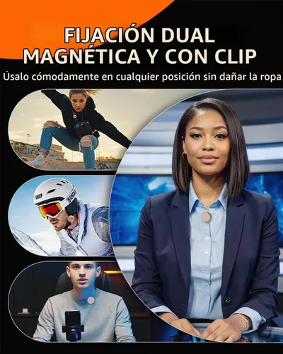 Vista 5 de Micrófono de solapa inalámbrico para iPhone, teléfono Android, PC, rango de 100 pies, estuche de carga de batería de 50 horas, micrófonos con clip