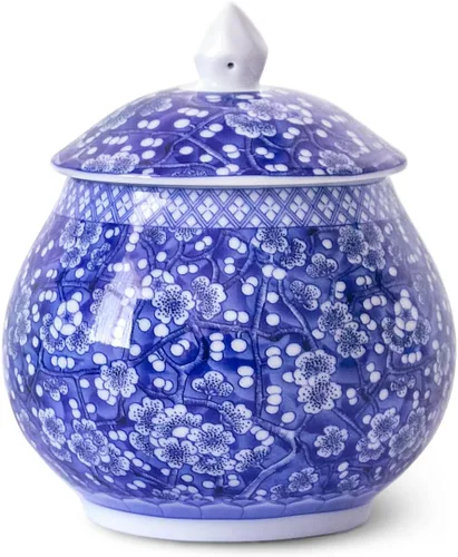 Vista 8 de Dahlia Bote de té de porcelana azul y blanco para té suelto, organizador de té hermético Jingdezhen, Lingzhi 250 ML Azul y blanco Lingzhi #2