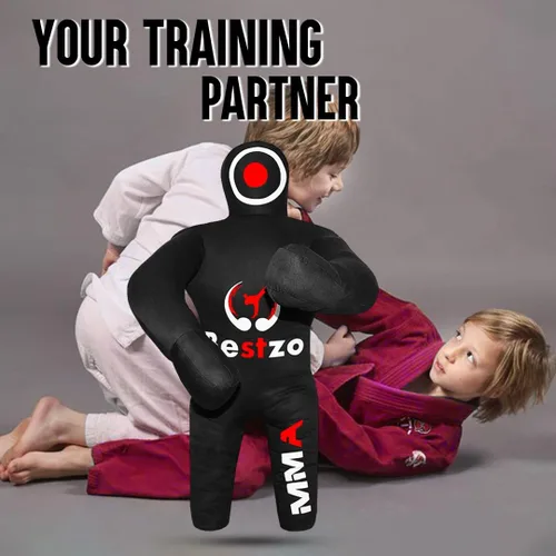 Vista 7 de MMA Grappling Dummy- Saco de boxeo para niños lucha libre BJJ Judo Karate Lanzamiento Autodefensa Boxeo Jiu Jitsu brasileño Dummies - Sin relleno
