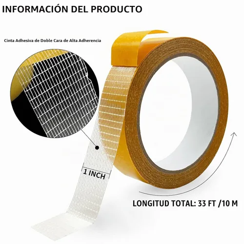 Vista 2 de Birllaid - Cinta de tela multifuncional de doble cara, cinta transparente para ropa, cinta adhesiva de doble cara para alfombras resistente de 1