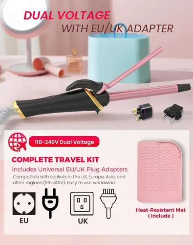 Vista 2 de Ukliss Mini rizador de 1/2 pulgada, rizador de barril pequeño de viaje para cabello corto y flequillo, calor rápido de 30 segundos, 5 ajustes