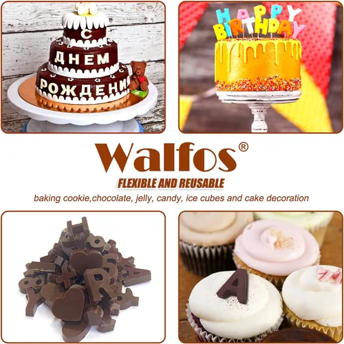 Vista 5 de Walfos Molde de silicona para letras y números de chocolate, molde antiadherente para chocolate, hecho de silicona de grado alimenticio, sin BPA, 2
