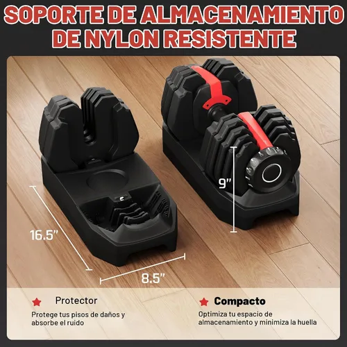 Vista 6 de Yaheetech Adjustable Dumbbell Set Free Weights Quick Adjust for Home Gym