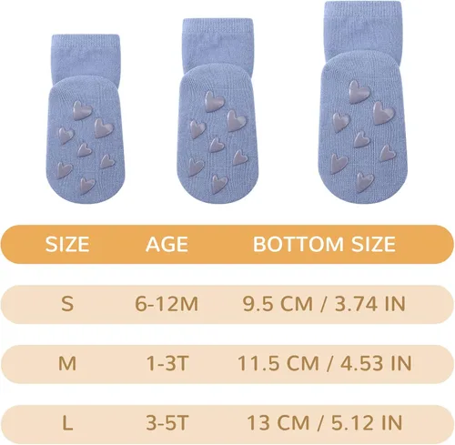 Vista 4 de BOOPH Calcetines antideslizantes para niños pequeños, 5 pares