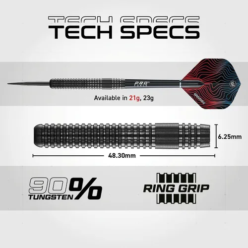 Vista 4 de WINMAU Solaris Pro Specialist - Juego de dardos con punta de acero de tungsteno con vuelos y ejes (tallos)