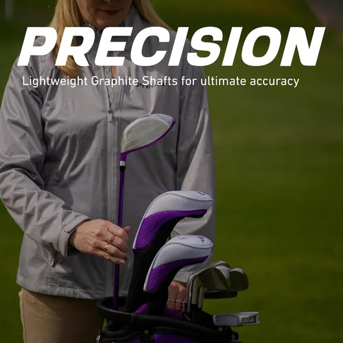 Vista 5 de Precise M5 - Juego completo de palos de golf para mujer – Juego completo para diestros con conductor de titanio, SS Fairway e híbrido, hierros de 5