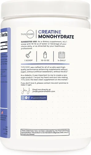 Vista 3 de Monohidrato de creatina tipo cero polvo (17.64 oz) Frambuesa azul, sin gluten Monohidrato de creatina micronizada, libre de OMG, apto para dieta