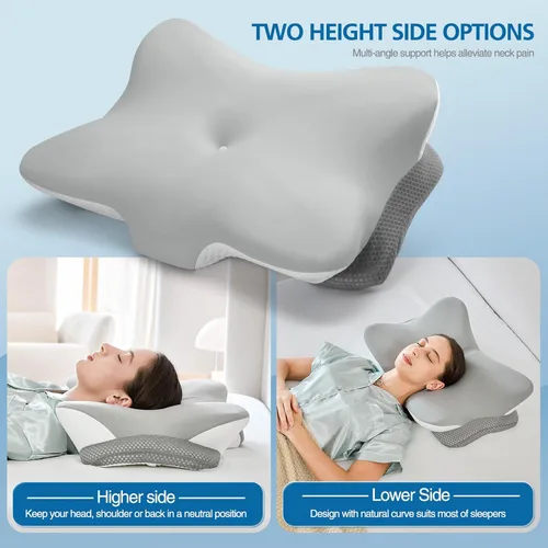 Vista 3 de Almohada cervical ergonómica de espuma viscoelástica Gris