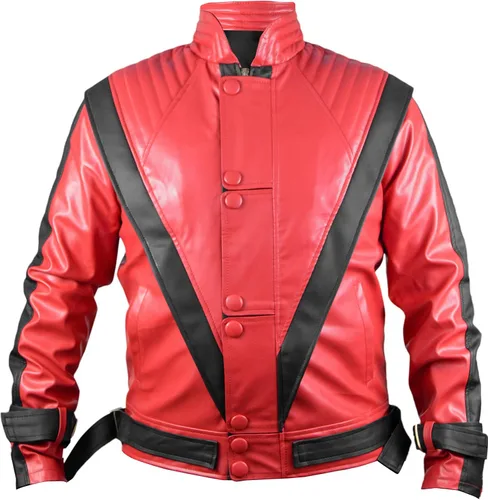 Vista 2 de MJ Thriller - Chaqueta de piel sintética Michael Jack, color rojo, XS-5XL