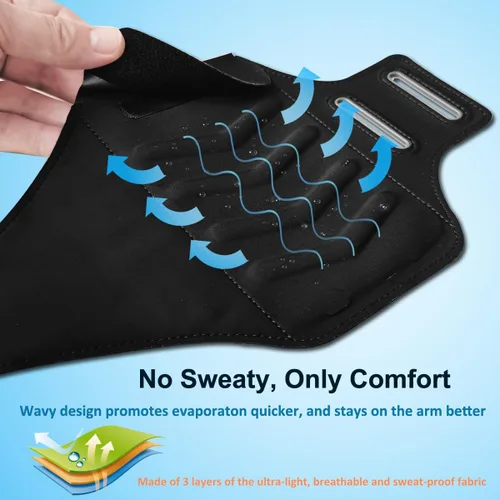 Vista 5 de Brazalete para teléfono para correr, soporte de teléfono para correr para iPhone y Samsung Galaxy, soporte para teléfono celular para caminar, Negro