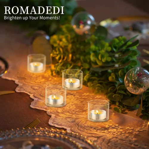 Vista 5 de Portavelas votive Tea Light – Mini portavelas de cristal transparente como velas a la luz de las velas para cenas, eventos, cumpleaños, boda