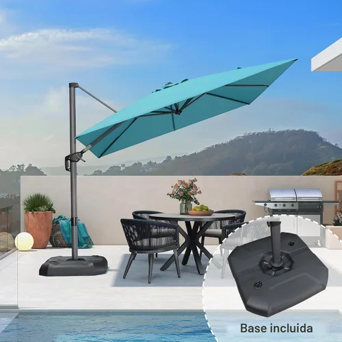Vista 648 de PURPLE LEAF Paraguas al aire libre con base 8' x 8' protección solar verde Manzana Verde (Apple Green)