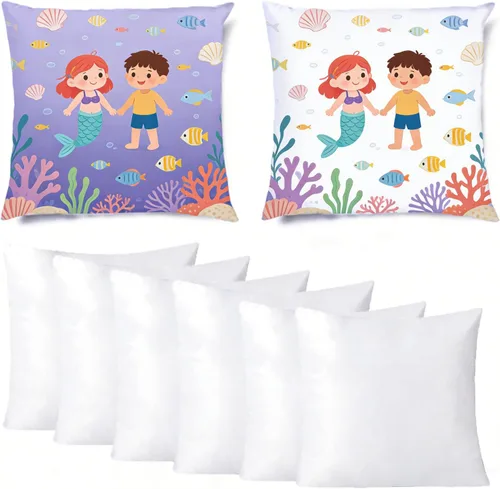 Vista 5 de H-E Funda de almohada en blanco para sublimación blanca lisa con impresión DTF, funda de almohada para sublimación y impresión DTF, fundas