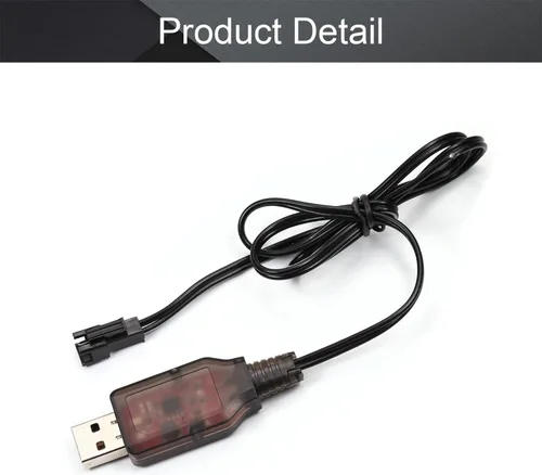 Vista 4 de Fielect Cable cargador USB de 6V 250mA con conector SM-2P enchufe para coche RC Ni-MH Ni-CD batería