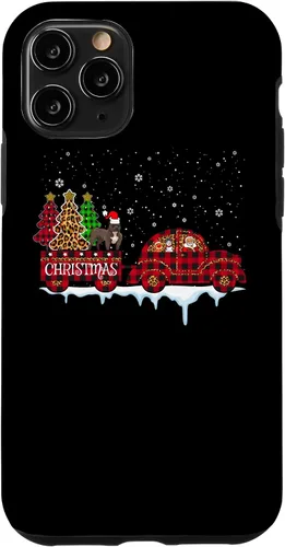 Vista 10 de Funda para iPhone 15 Pit Bull Dog Christmas Red Plaid Truck Santa Christmas Tree