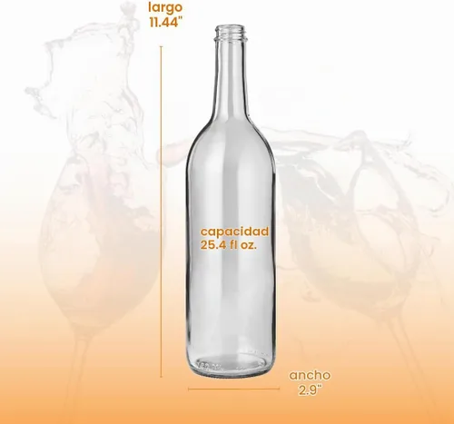 Vista 3 de Botellas de vidrio transparente de 25.4 fl oz con tapas W5 Burdeos - Juego
