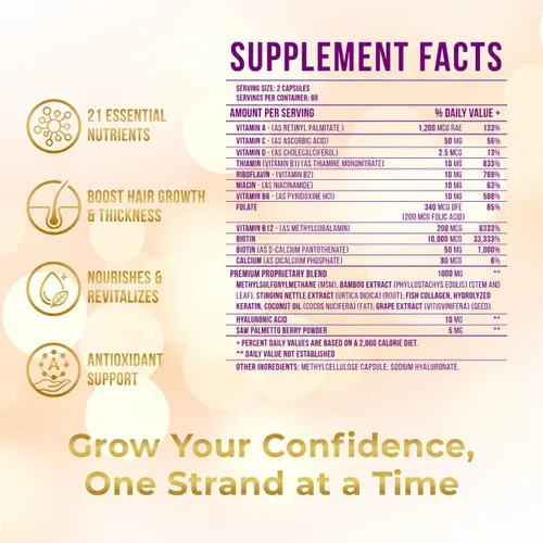Vista 3 de Vitamo Vitamo - Vitaminas para la pérdida de cabello posparto para mujeres Crecimiento posnatal del cabello con ácido hialurónico, complejo B