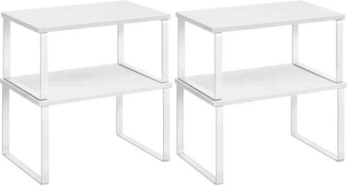 Vista 10 de SONGMICS Estante Organizador de Gabinete, Juego de 2 Estantes de Encimera de Cocina, Almacenamiento de Cocina, Estante de Especias, Apilable