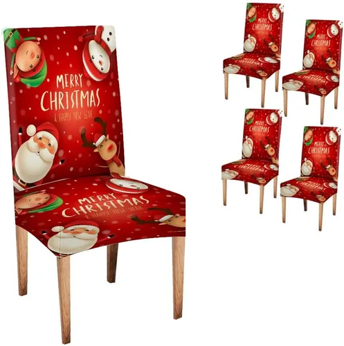 Vista 43 de CAPSCEOLL Christmas Dining Chair Covers,Snowflakes Festive Winter Pattern Stretch Chair Covers for Dining Room Set of 2 Washable Spandex Parson