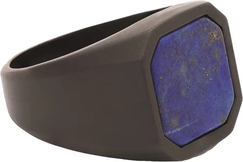 Vista 3 de Tateossian Anillo de cerámica negra con lapislázuli azul o piedra ónix, cuadrado