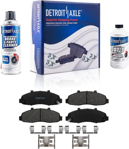 Vista 45 de Detroit Axle - Pastillas de freno para Ford F-150 99-03, 02 Lincoln Blackwood, Pastillas de freno de cerámica delanteras y traseras con repuesto