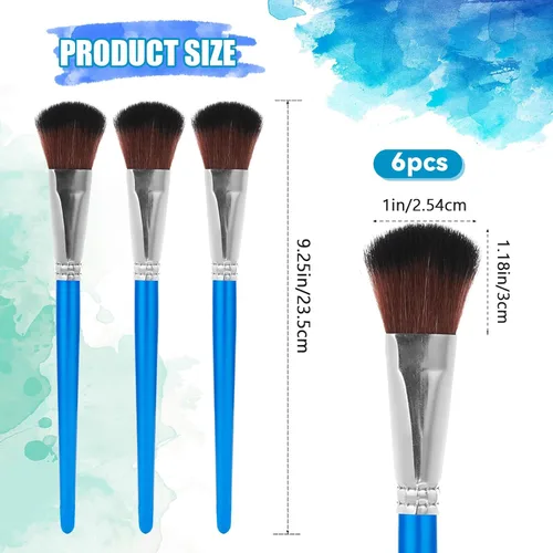 Vista 2 de 6 pinceles para fregona para pintura acrílica, pincel ovalado de 1 pulgada con mango de madera para acrílico, acuarela, arte facial y corporal