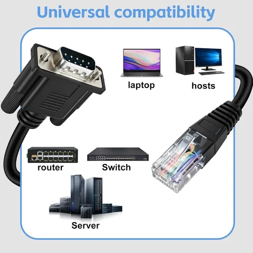Vista 8 de Cable de consola DB9 a RJ45, RJ45 de 1 pie a RS232