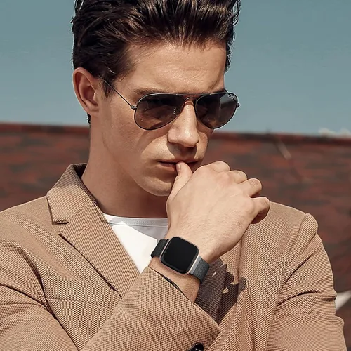 Vista 4 de Maledan Correa de metal compatible con Fitbit Versa 2 correas para hombres y mujeres, accesorios de repuesto de malla de acero inoxidable ajustable
