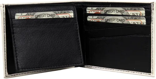 Vista 3 de WLT-106 - Billetera de billetes de $100 dólares para hombre con tarjetero y pantalla de identificación, Marfil Verde Marino