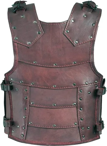 Vista 2 de Armadura medieval para el pecho de cuero vikingo, armadura ajustable para hombres y mujeres para LARP Halloween Cosplay fiesta