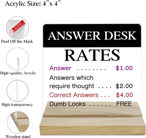 Vista 3 de Answer Desk Rates - Letrero decorativo para oficina, regalos de oficina para compañeros de trabajo, divertidos regalos de jefe