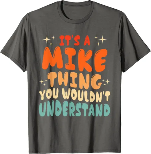 Vista 74 de Camiseta retro de los años 80 con texto en inglés "It's A Mike Thing You Wouldn't Understand", Negro