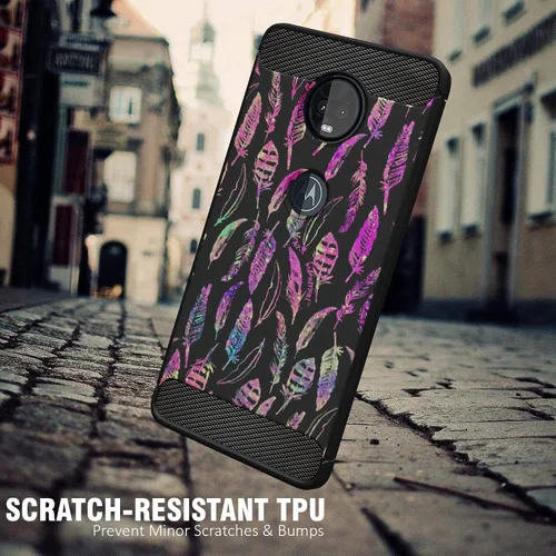 Vista 2 de CasesOnDeck - Funda ajustable compatible con Motorola Moto Z4 / Moto Z4 Play, fibra de carbono, protección contra golpes y caídas, TPU flexible