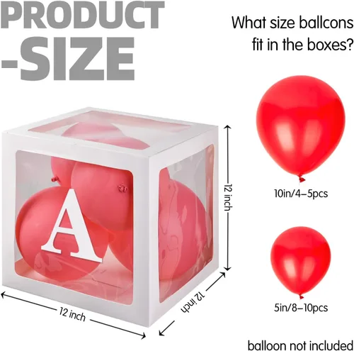 Vista 3 de Cajas de bebé con 4 piezas de letras blancas claras de globos para baby shower y fiesta de cumpleaños