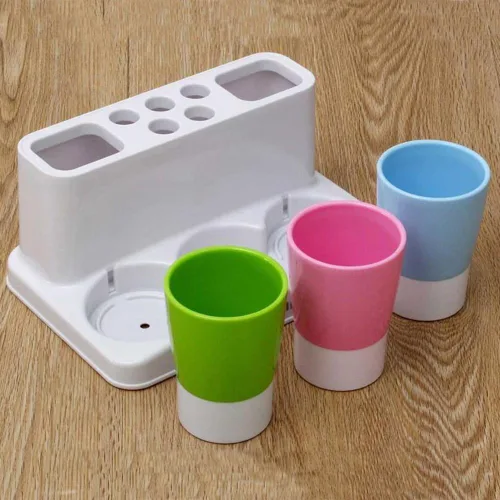 Vista 4 de Eslite - Soporte de pasta dental y cepillo de dientes para organizador de almacenamiento de baño.