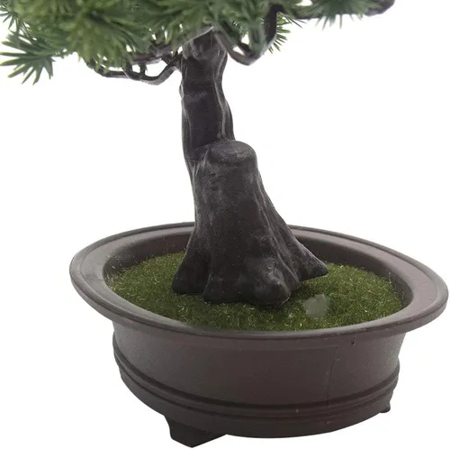 Vista 8 de Árbol de pino bonsái artificial, planta sintética de 11 pulgadas en maceta, adornos falsos para maceta, planta de bonsái de cedro japonés