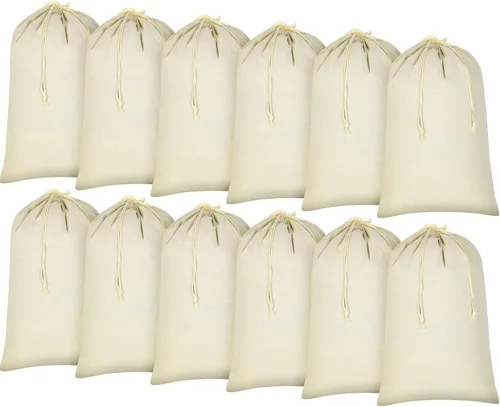 Vista 7 de Remagr 4 bolsas de lona de 28 x 36 pulgadas, grandes de algodón con cordón, forro de cesta resistente, lavable, ropa sucia para el hogar