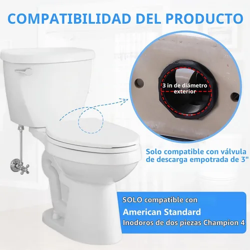 Vista 2 de Kit de junta de tanque a tazón de inodoro RAINGOWN para estándar americano, parte de inodoro Champion 4 AS738756-0070A, kit de reemplazo de tanque
