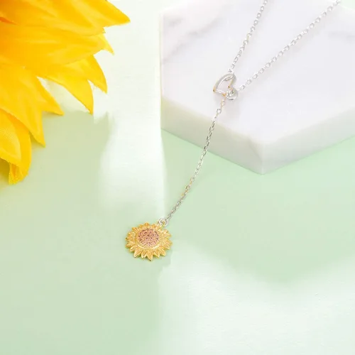 Vista 7 de Collar de girasol, joyería de plata de ley 925 - You Are My Sunshine Colgante Collares Joyería Moda Y Colgante Regalos para Mujeres Esposa, Metal