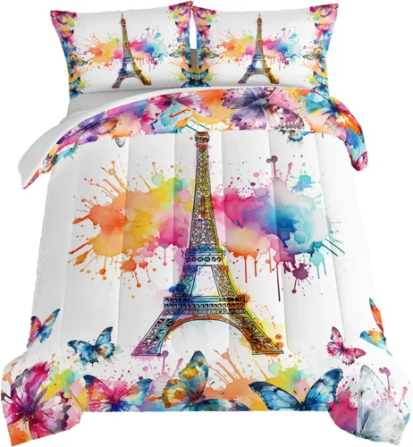 Vista 10 de HOSIMA Edredón de lobo salvaje tamaño individual, ropa de cama con estampado de animales del bosque con 2 fundas de almohada, juego de ropa de cama