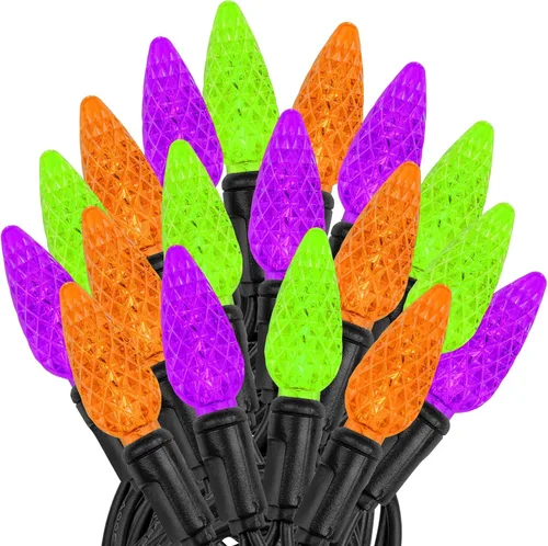 Vista 29 de Novelty Lights - Mini juego de 70 luces C6 LED de Navidad, serie de luces de grado comercial para exteriores, cable verde, 24 pies