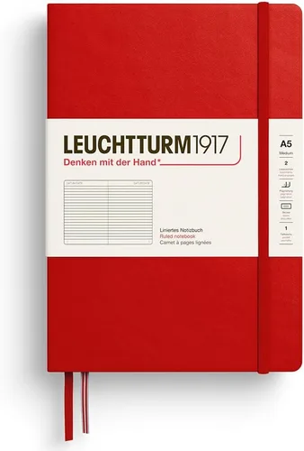 Vista 9 de LEUCHTTURM1917 373976 Cuaderno mediano (A5), tapa dura, 251 páginas numeradas, cereza, liso
