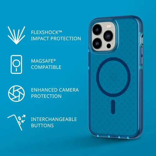 Vista 2 de tech21 iPhone 14 Pro Max Evo Check compatible con MagSafe® – Funda protectora delgada y absorbente de golpes con protección FlexShock Multi-Drop