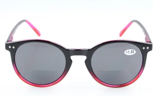 Vista 2 de Eyekepper Gafas de sol bifocales redondas con bisagras de resorte, color negro y rojo +3.0