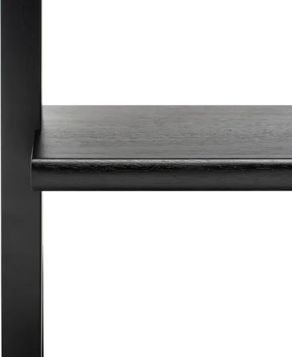 Vista 5 de SAFAVIEH Kamy DSK9401D - Escritorio de madera para computadora con 2 Escritorio para computadora, metal caoba, 2 estantes, 28 pulgadas en total Negro