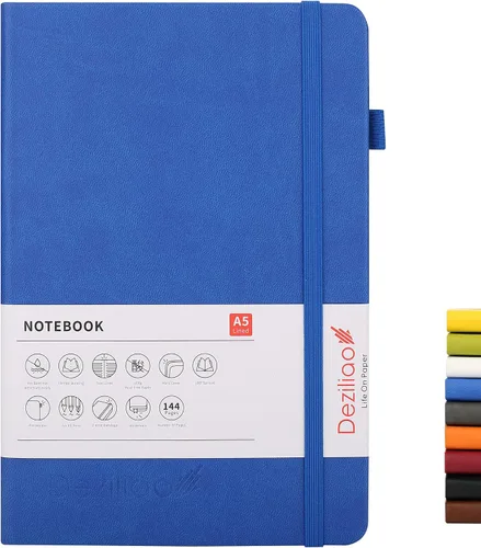 Vista 16 de Cuadernos forrados para diario, con lazo para bolígrafo. Cuadernos de tapa dura para trabajo, papel grueso de 100 Gsm con bolsillo
